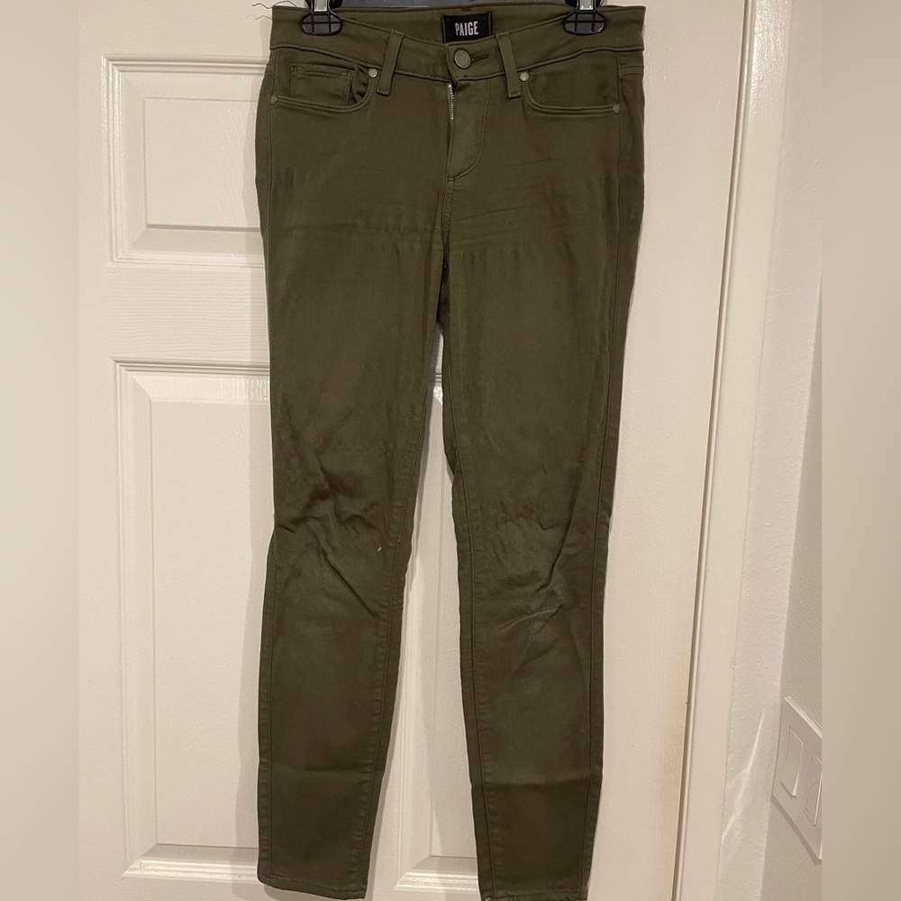 Paige Army Green Verdugo Ankle Pant - Size 28